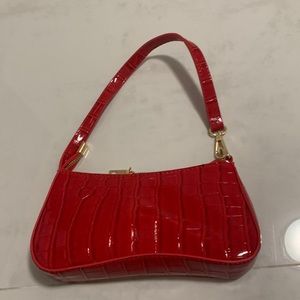 Red Croc Print Shoulder Bag
